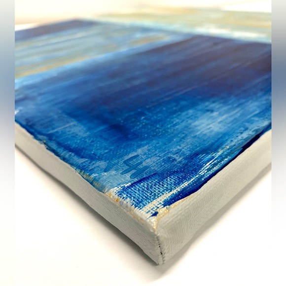 ORIGINAL Acrylic Abstract Painting 14x14 Stretched Canvas, Waterfall Art Decor - Picture 2 of 8